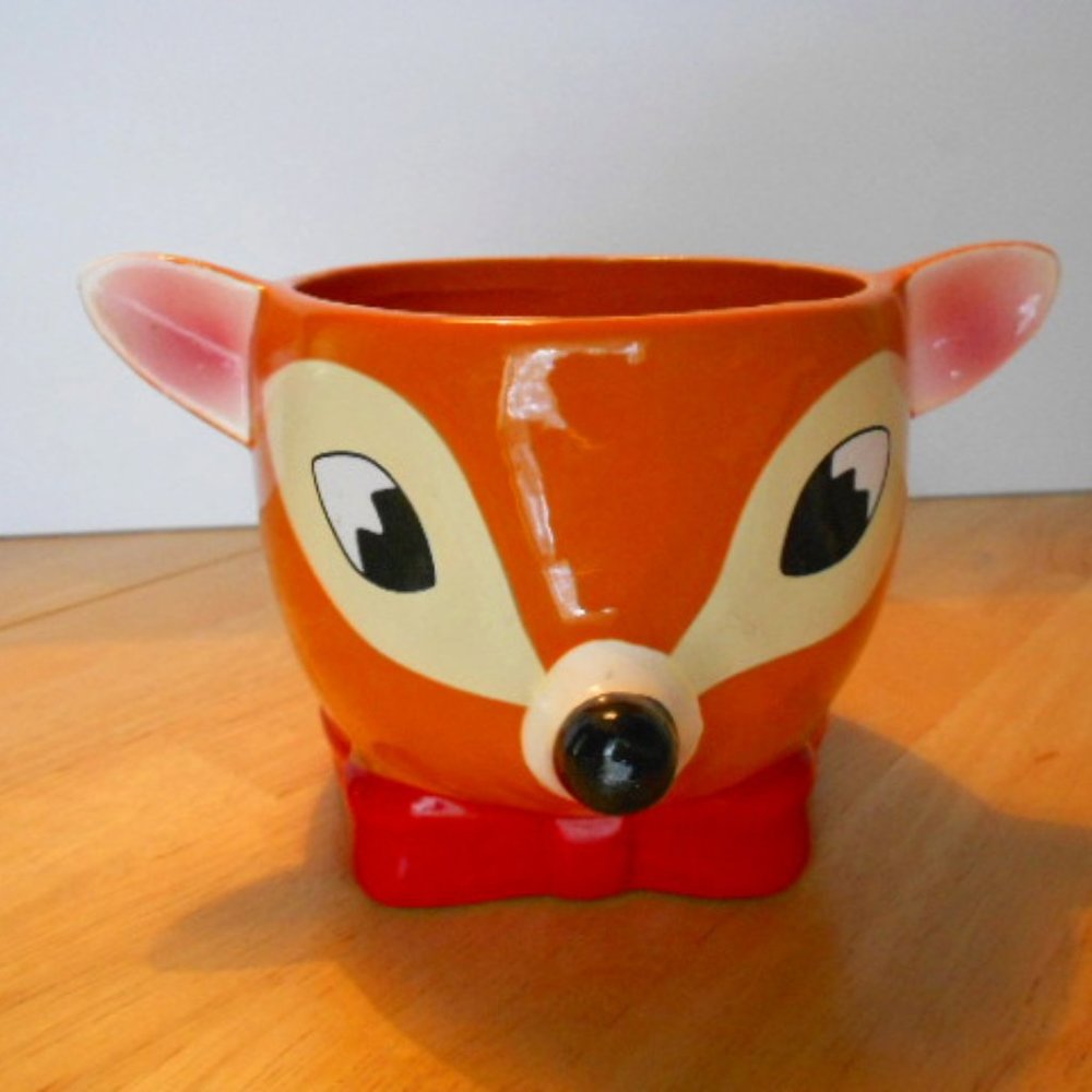 Reindeer with Bow Tie Planter 1990's Christmas